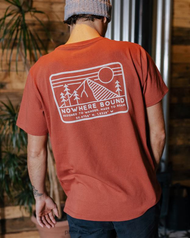 Passenger ingenstans bunden återvunnen bomull t-shirt bränd röd D422J363 bränd röd
