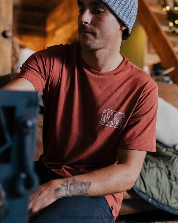 Passenger ingenstans bunden återvunnen bomull t-shirt bränd röd D422J363 bränd röd