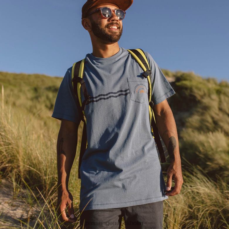 Passenger vibes återvunnen bomullsficka t-shirt stenblå D422J381 stenblå